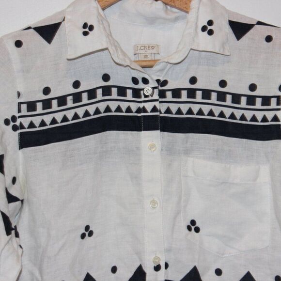 J. Crew printed linen Popover lBlouse Women's Size XS - Picture 3 of 11